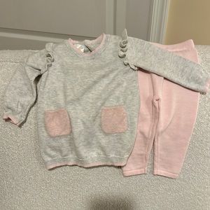 Beautiful Bloomies Baby knit sweater and pant set.